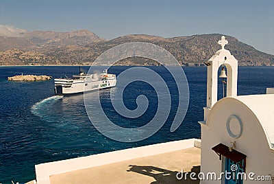 The beautiful little chapel below the Pigadia cemetery on Karapathos island Editorial Stock Photo